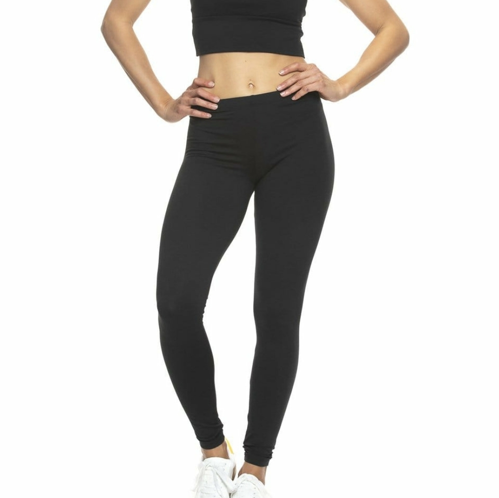FELINA Velvety Soft Lightweight Leggings 2-Pack Medium Black & Beech (green)